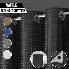 Waffle Thermal Total Blackout Luxury Jacquard Eyelet Ringtop Pair of Curtains