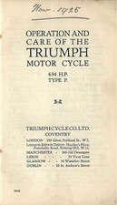 triumph 1925 P hints and tips