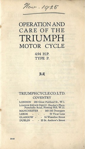 Triumph 1925 hints and tips - p,