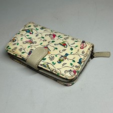 Cath Kidston Zip Around Purse Folding Wallet Card Bird PVC Cotton *Needs Repair*