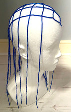 Beaded Blue Festival Cap Headpiece Vintage Style Hippie Hair Jewellery Accessory