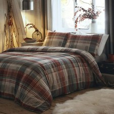 Dreams & Drapes - 100% Brushed Cotton Connolly Check Grey & Red Duvet Cover Set