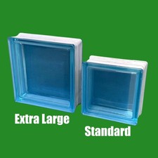 Extra Large Blue Clear Glass Brick/Block Architectural Square 240mm 9.5" x 80mm