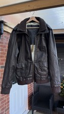 Superdry Leather Jacket Mens Brad Biker Racer Motorcycle size XL dark brown 