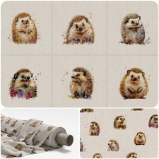 HAPPY HEDGEHOGS CUSHION PANELS and by the Metre Linen Look Cotton Fabric