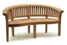 Teak 3 Seater Banana Bench, Deluxe