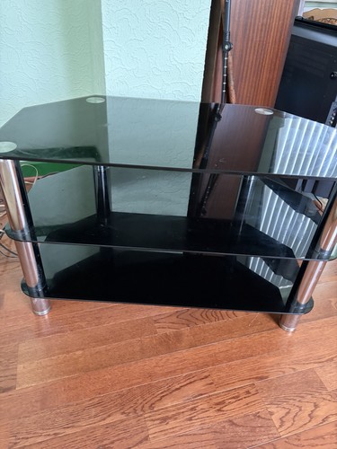 Black glass stand shelves - glass, 2
