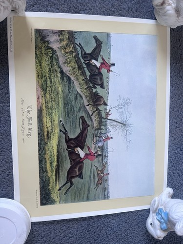 Four vintage hunting prints - hunting,