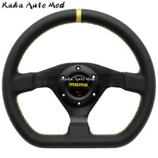 MOMO D Style 300mm 11.8' Genuine Leather Thickened Spoke Sport Steering Wheel