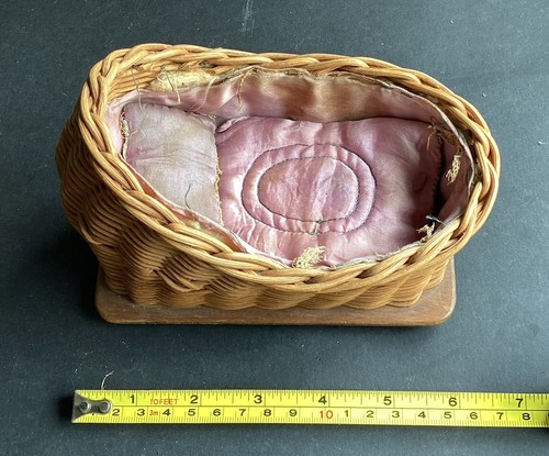 Antique wicker doll cradle - wicker, doll's