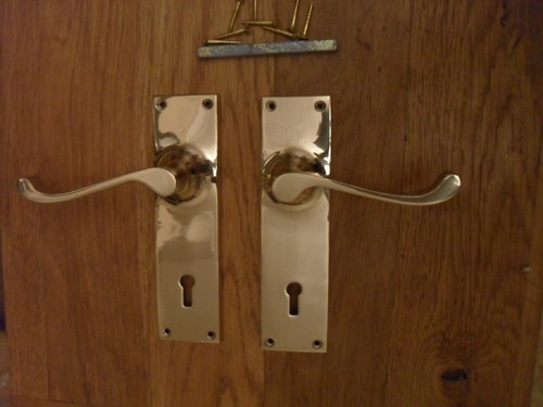 Solid brass lever handles set - solid,