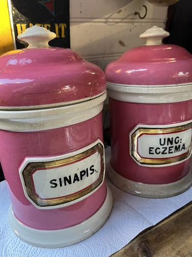 Pair antique pink ceramic - antique,