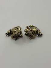 Two Cute Mini Brass Frog Ornaments