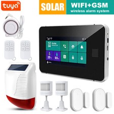 Wireless Touch LCD GSM WiFi Smart Home Burglar Security Solar Fire Alarm System