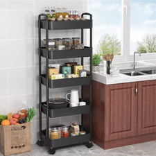 5 Tier Storage Trolley Cart Kitchen Bathroom Storage Rack Shelving With Wheels