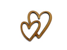 Wooden MDF Two Hearts Together