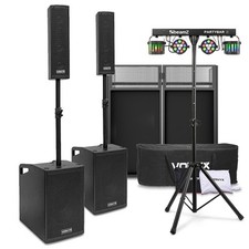 VX1050BT Column Array Speaker Mobile DJ Package with DJ Booth, Lighting System