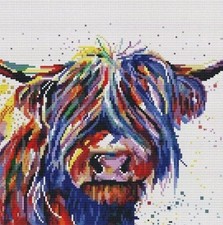 SYMON Cross Stitch Kits for Adults,Highland Cow,11CT Counted Printed Cross Inch