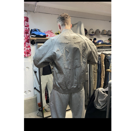 Avirex grey leather bomber - avirex,