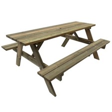 Tiptree Wooden Picnic Bench Dip Treated Green Timber Outdoor Garden Table
