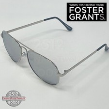 Foster Grant Sunglasses Aviators Pilot Mens Womens Silver UV400 Not Polarised