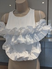 Zara white frill/ruffled crop