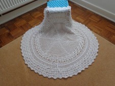 NEW WHITE HAND CROCHET BABY SHAWL  40" ROUND CHRISTENING BAPTISM BLANKET PHOTOS