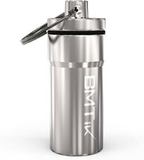 Small Pill Box Silver Organiser for Tablets, Travel Pill Box Holder w/ Keyring