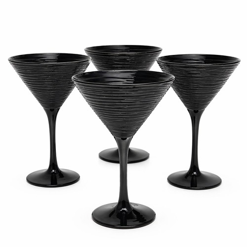 Black martini glasses ribbed - martini,
