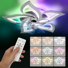 RGB LED Ceiling Fan Light Dimmable Chandelier Bedroom Lamp with Remote Control
