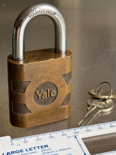 Vintage yale brass padlock - yale,