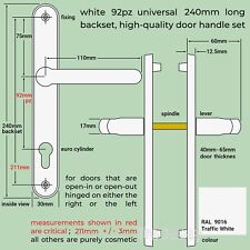 White Door Handles for uPVC sprung 240mm lever replacement set 92pz front patio