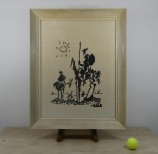 Large Vintage Pablo Picasso Framed Lithograph. Don Quixote. Signed Picasso 55.