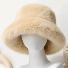 Women Bright Colour Thick Fauxe Fur Hat Ladies Warm Bucket Hats