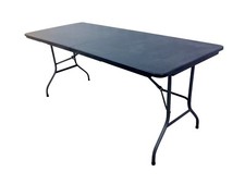 2x Heavy Duty Black 1.8m Folding Table 6FT Foot Catering Camping Trestle Market