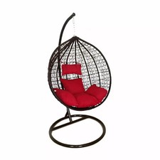 Hanging Egg Chair Rattan Swing Garden Hammock with Cushions for Outdoor Indoor