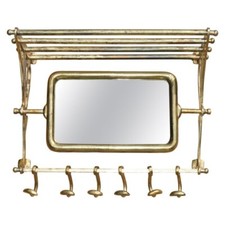 VINTAGE GOLD LEAF PORMANTEAU LUGGAGE RACK COAT HOOK & CHEVAL MIRROR FOR ENTRANCE