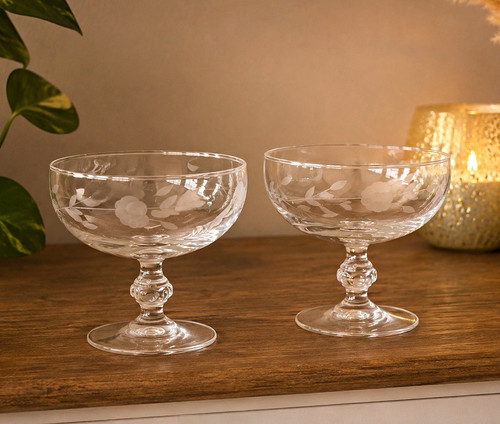 Vintage etched floral crystal - floral,
