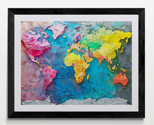 World Map Framed Canvas