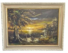 Large Signed Oil On Canvas