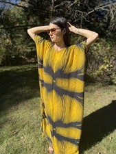 Op Art Cotton Kaftan Caftan Handmade Resort Wear Dress Cover Up One Size
