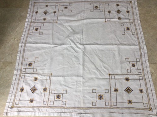Large vintage linen table - large,