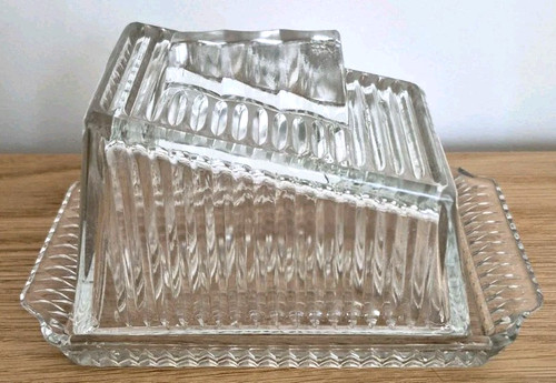 Vintage pressed glass butter - vintage,