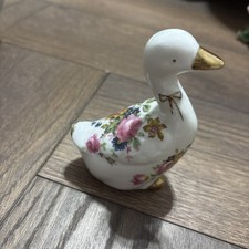 Gold Ducks Geese Ceramic Vintage White & Gold Figurines Ornament Bird Wildlife