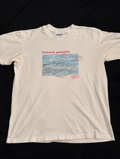 VINTAGE future people art cryobank frozen assets  T Shirt Short White Used 90s 