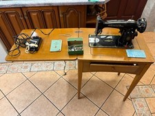 Vintage Singer 201k Electric Sewing Machine & Lamp With Table and Accessories