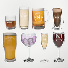 Personalised Glass Engraved Drinkware Gift Your Own Message Glassware Birthday