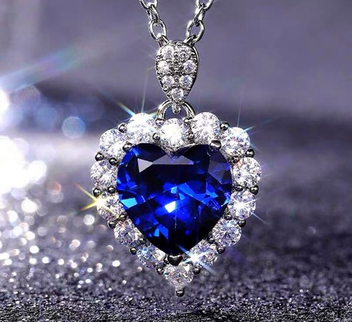 Heart aqua ocean pendant 925 - aqua,
