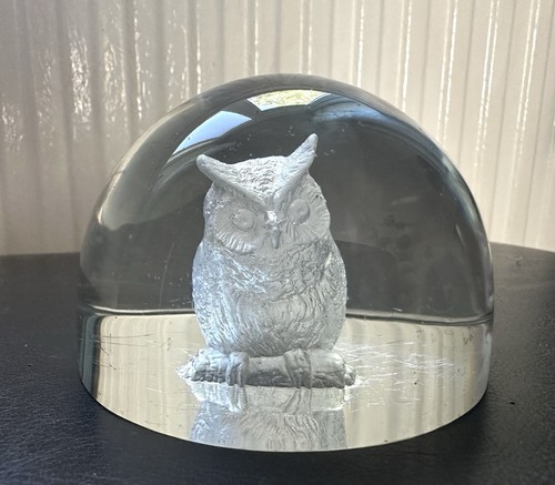 Antique glass sulphide owl - glass,