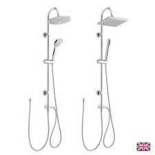 3 Way Rigid Riser Shower Rail Kit & Diverter Bath Shower Mixer Taps Round Square